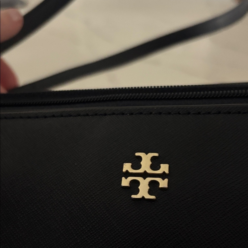 Tory Burch NAVY  Leather Tote with Gold Logo - Picture 11 of 16